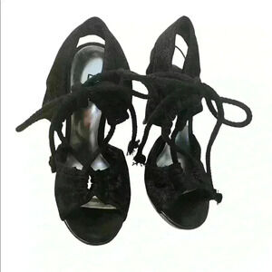 Bakers Black Strappy Heels